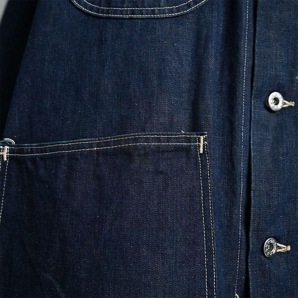 50s カバーオール 4ポケ ボロ 裏地なし OLD 4-POCKET DENIM COVERALL with UNUSUAL DETAIL（Around