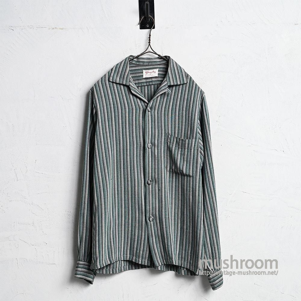 Shapely SHADOW STRIPED L/S RAYON SHIRT1950'S/GOOD CONDITION/SMALL