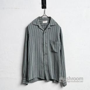 Shapely SHADOW STRIPED L/S RAYON SHIRT1950'S/GOOD CONDITION/SMALL