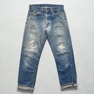 LEVI'S 505 BIGE JEANS with SELVEDGE1960'S/GOOD SIZE & GOOD REPAIR