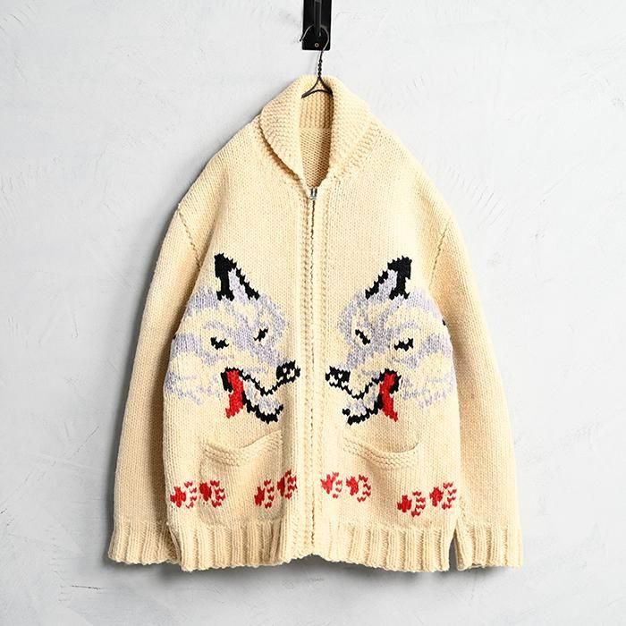 OLD WOLF PATTERN COWICHAN JACKETAround 1960'S/BIG SIZE