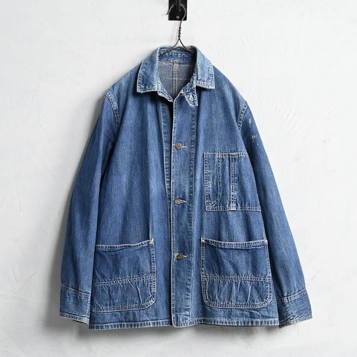 スペシャルVINTAGE 1940s FLINT カバーオール FLINT 3-POCKET DENIM COVERALL with CHINSTRAP （Around 1930'S/GOOD