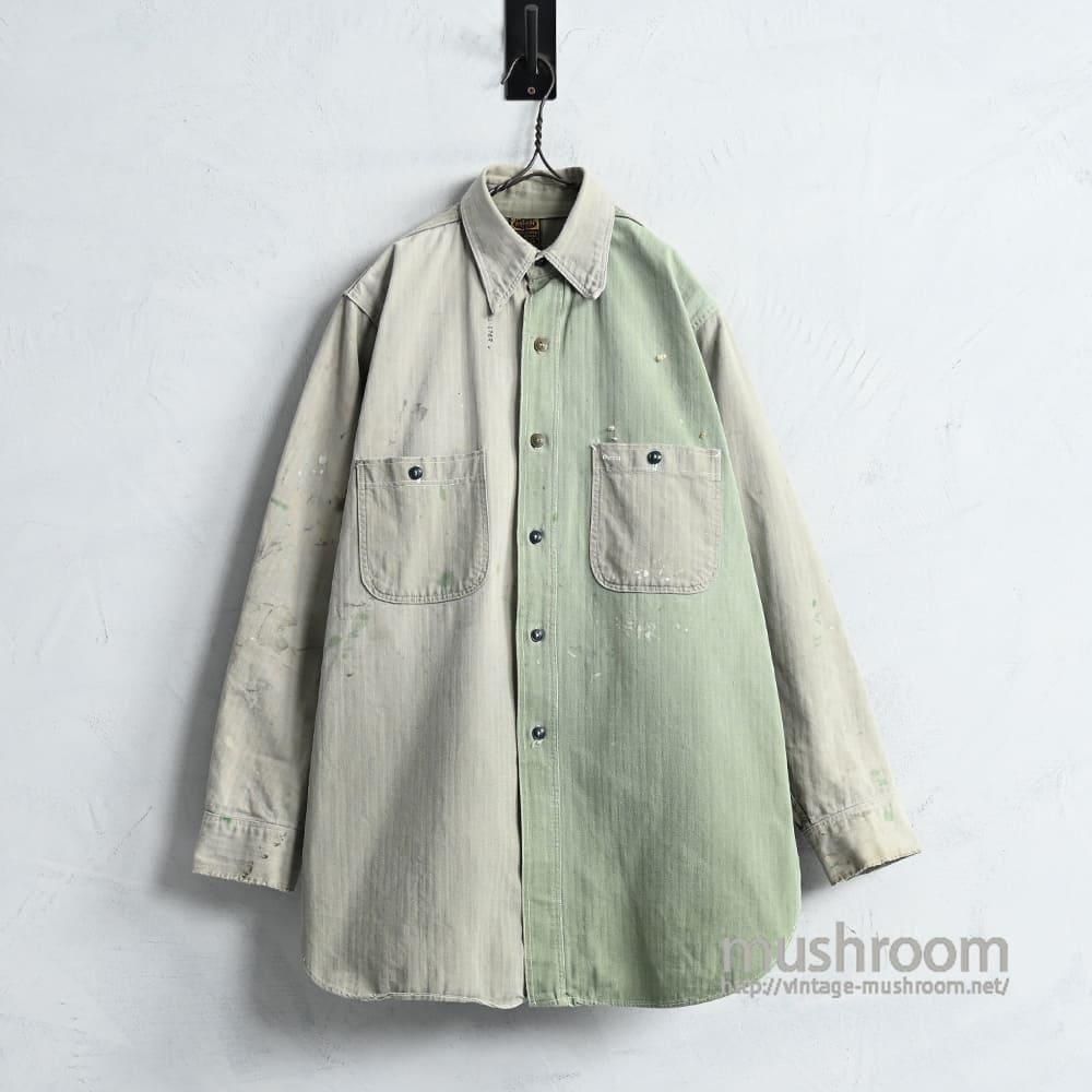 WASHINGTON DEE CEE HBT WORK SHIRT with PAINT（1950'S/TWO-TONE/GOOD