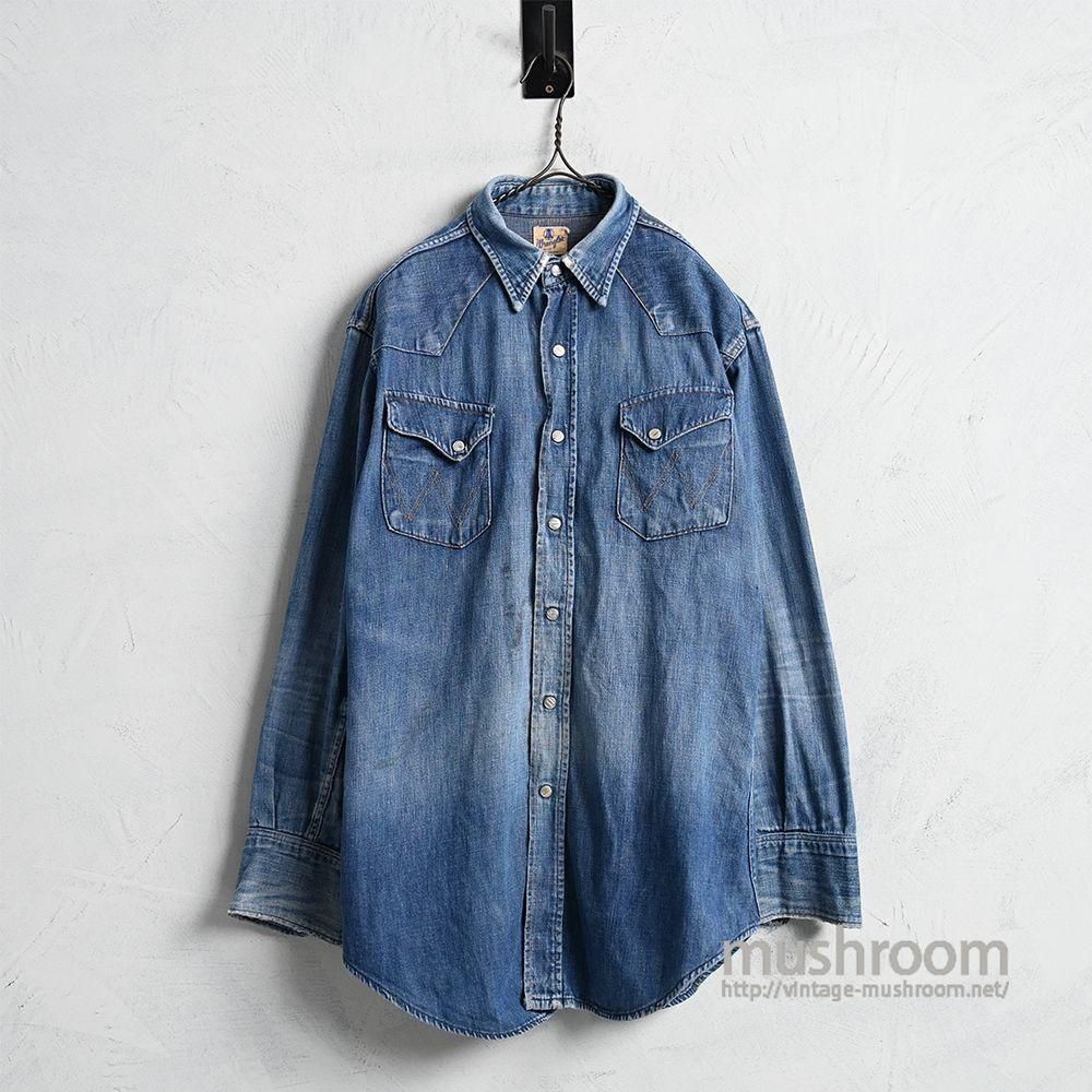 WRANGLER 27MW DENIM WESTERN SHIRT（1950'S/GOOD REPAIR/SZ 16-33