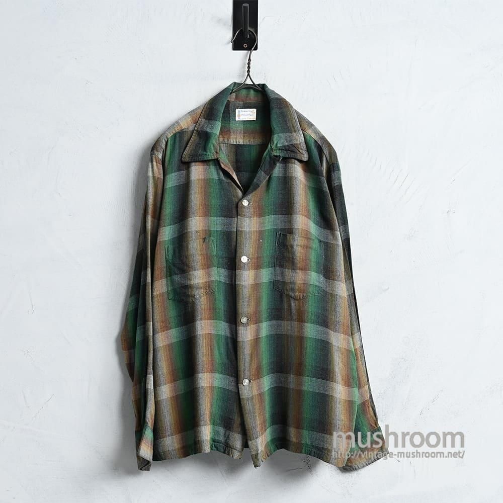 TOWNCRAFT PLAID SHADOW RAYON BOX SHIRT1960'S/GOOD CONDITION/LARGE