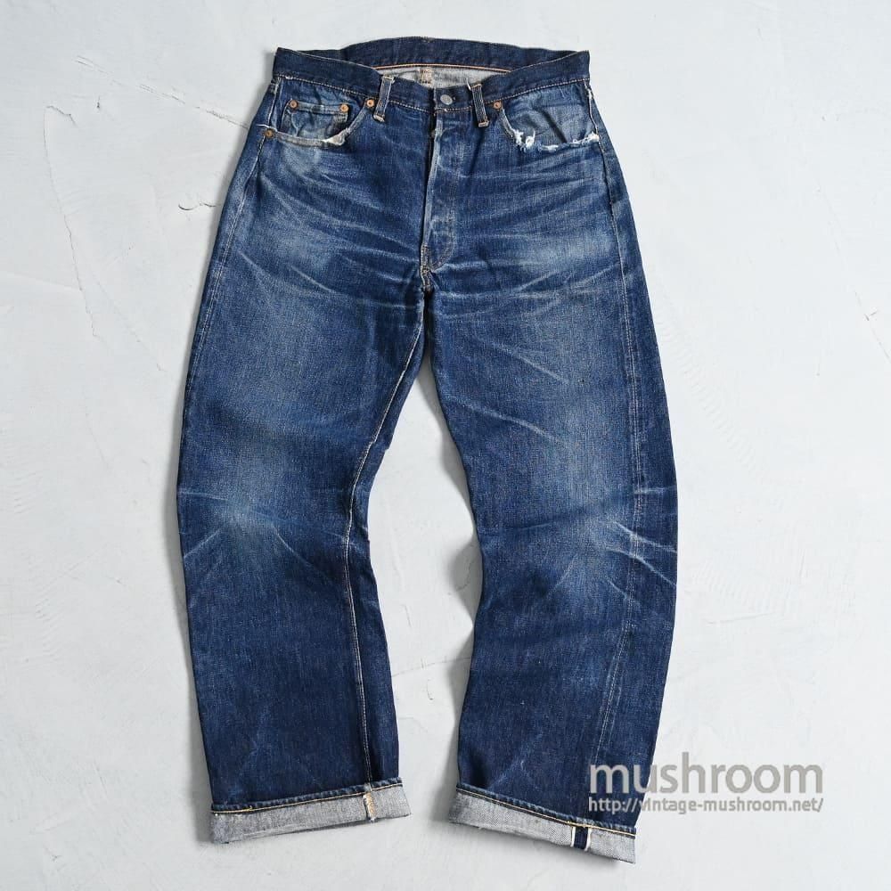 LEVI'S 501XX JEANS with LEATHER PATCH1950'S/TIGER STRIPE & HONEYCOMB