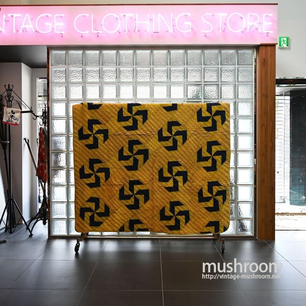OLD CALICO PATHWORK QUILT with SWASTIKA（1910'S/DEADSTOCK） - 古着
