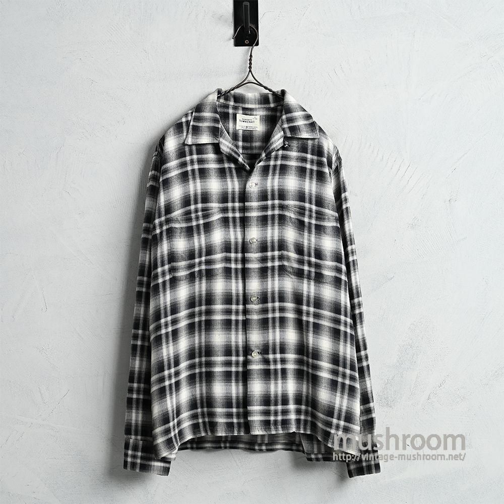 TOWNCRAFT BLACK  WHITE PLAID SHADOW L/S RAYON SHIRTAround 1950'S/GOOD CONDITION/MEDIUM
