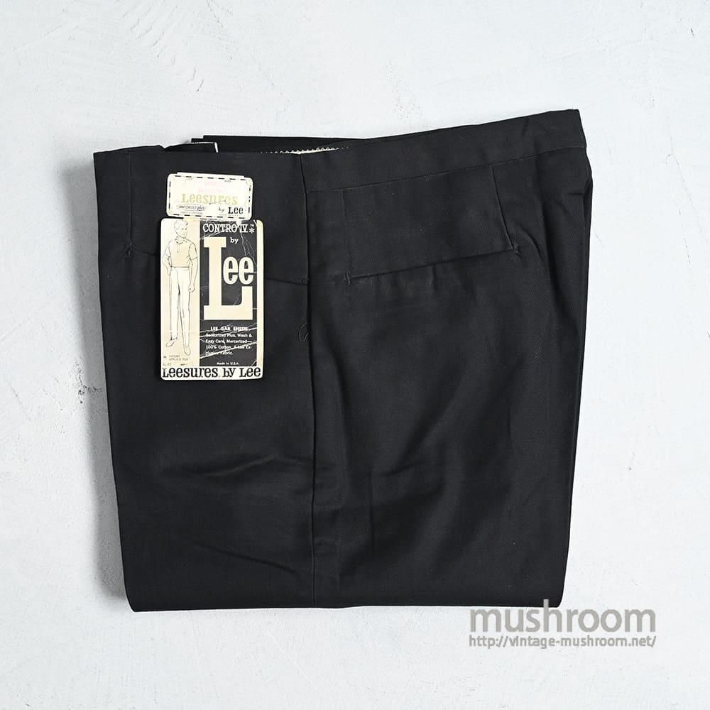 Lee LEESURES BLACK COTTON TAPERED SLIM TROUSERS1960'S/DEADSTOCK/W33L32