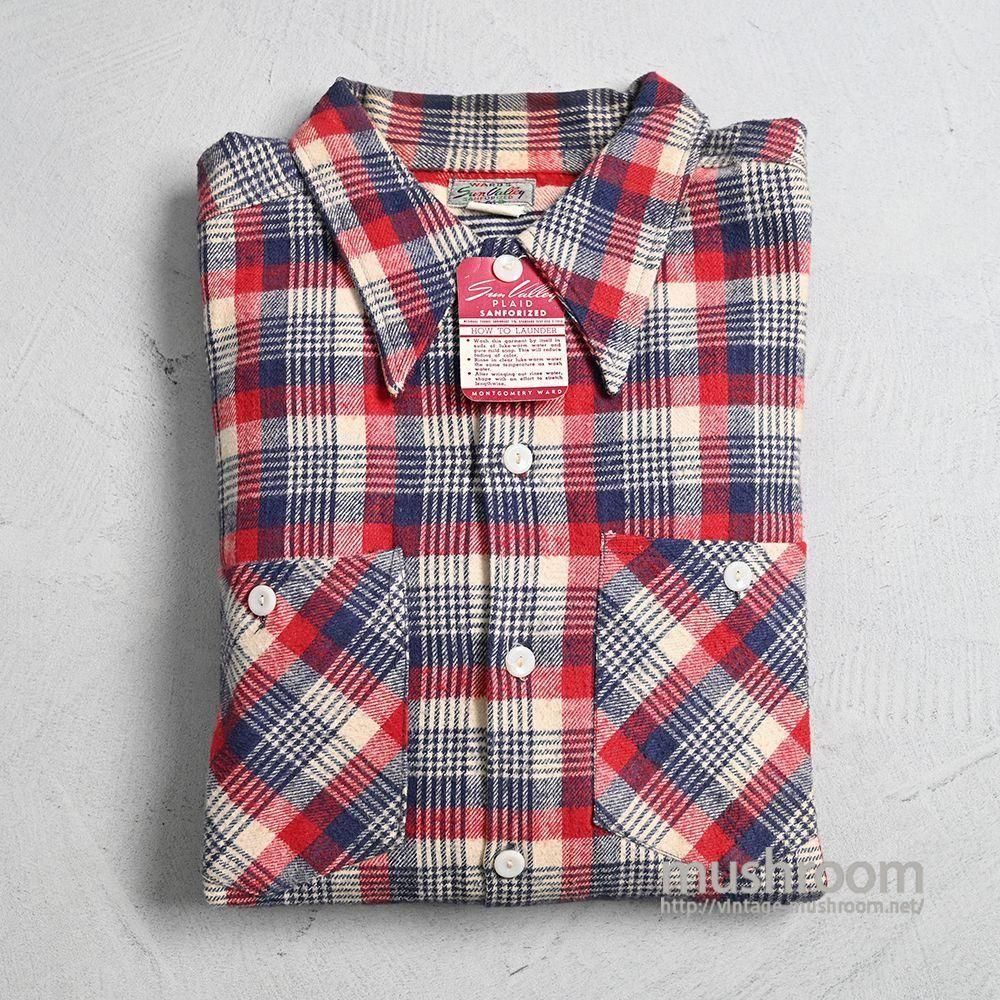 SUN VALLEY PLAID FLANNEL BOX SHIRT1950'S/DEADSTOCK/LARGE