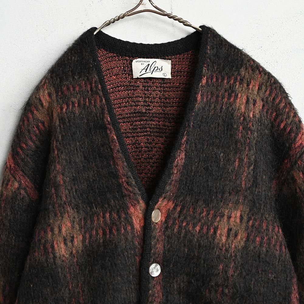 ALPS PLAID MOHAIR CARDIGAN（1960'S/MINT CONDITION/LARGE） - 古着屋