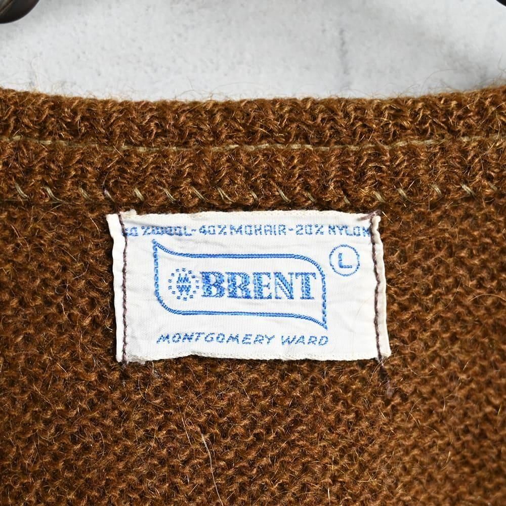 60s モンゴメリーワードBRENT ウール モヘア ジップカーデLサイズ希少 60s BRENT 