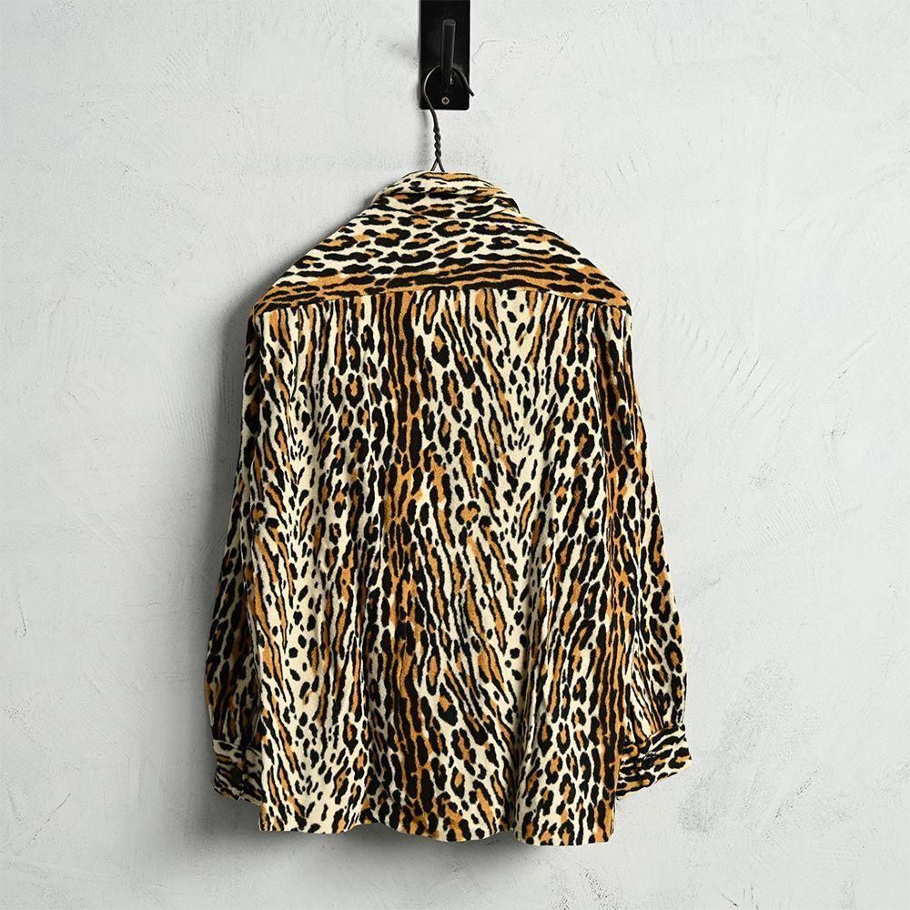 DEL MAR LEOPARD PATTERN L/S BOX SHIRT（1950'S/GOOD CONDITION/LARGE
