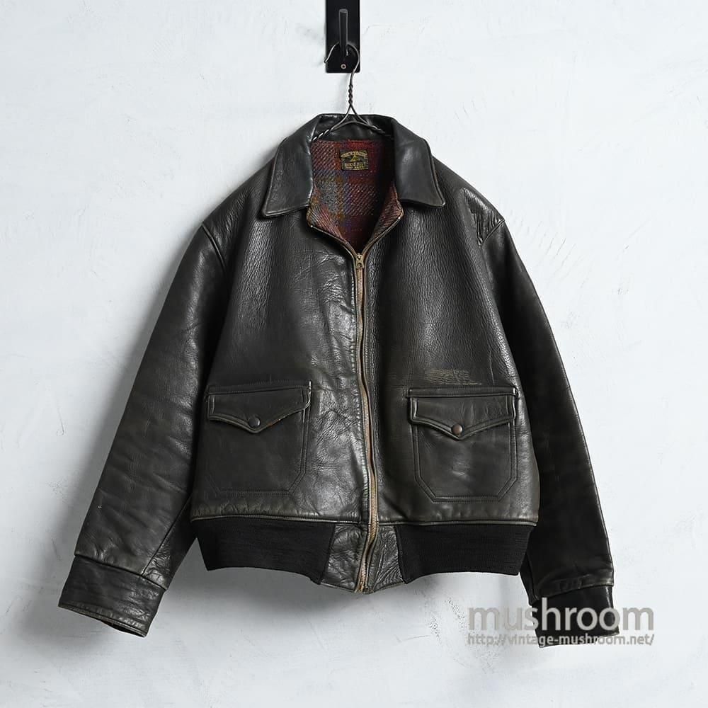 OLD BLACK HORSEHIDE A-1 Styled SPORTS JACKET with TALON/HOOKLESS ZIPPER1930'S/BIG SIZE