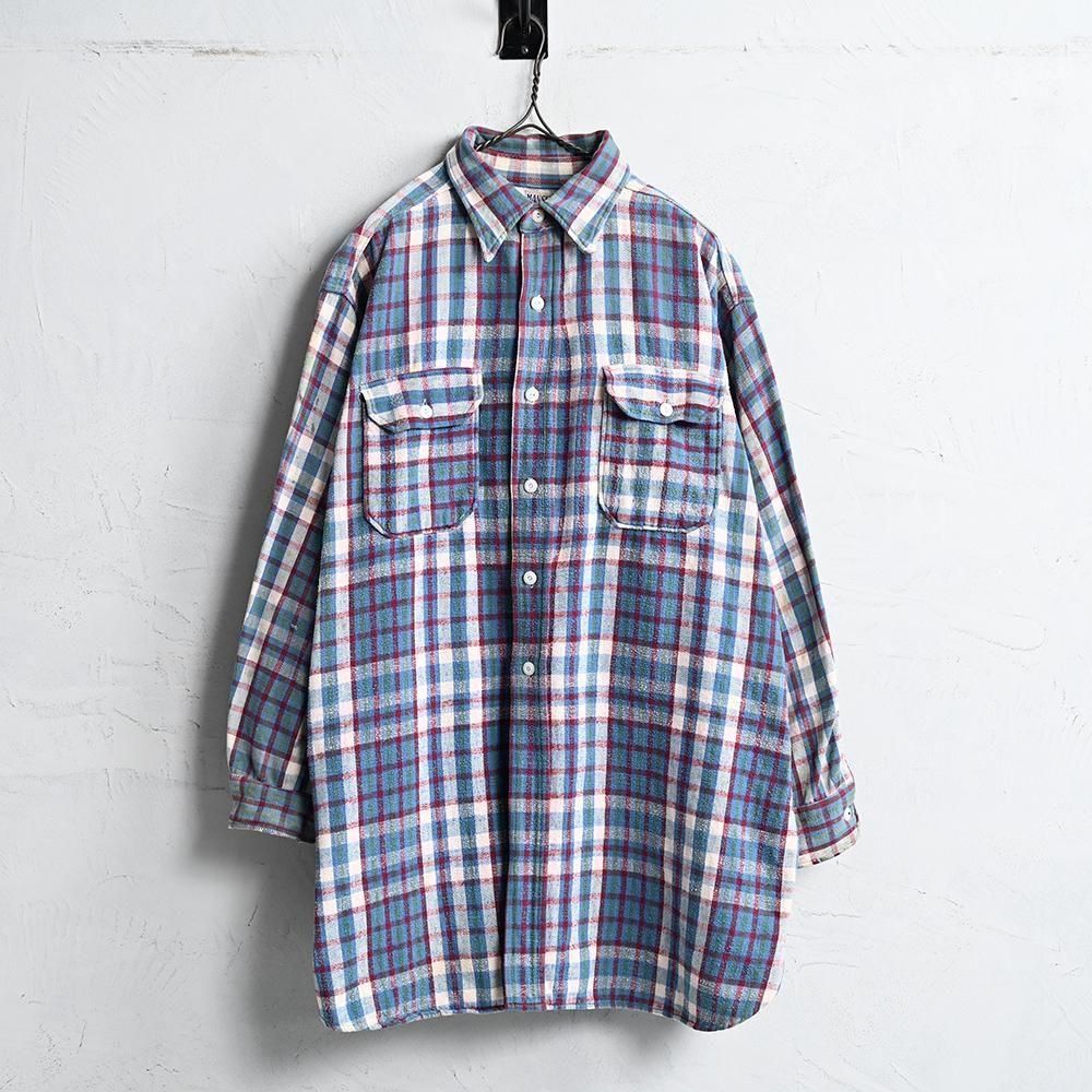 MAN SIZE PLAID FLANNEL SHIRT��1940'S/GOOD CONDITION/BIG SIZE��