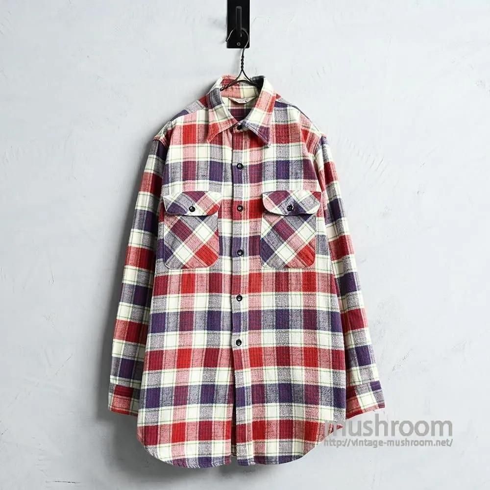 OLD PLAID FLANNEL SHIRT��1960'S/VERY GOOD CONDITION��