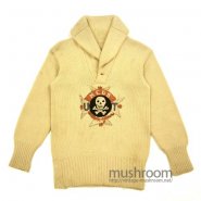 SHAWLCOLLER SWEATER With SKULL PATCH