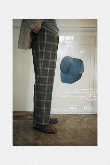 <img class='new_mark_img1' src='https://img.shop-pro.jp/img/new/icons34.gif' style='border:none;display:inline;margin:0px;padding:0px;width:auto;' />Bernard ZINS  WOOL TWO TUCK TROUSERS(green check)