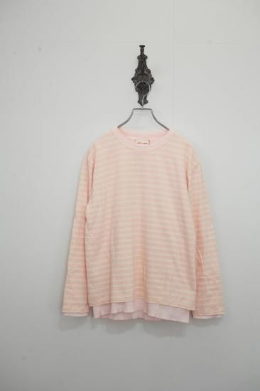 <img class='new_mark_img1' src='https://img.shop-pro.jp/img/new/icons14.gif' style='border:none;display:inline;margin:0px;padding:0px;width:auto;' />MEYAME  BORDER DOUBLE LONG SLEEVE TEE  [PINKCREAM]