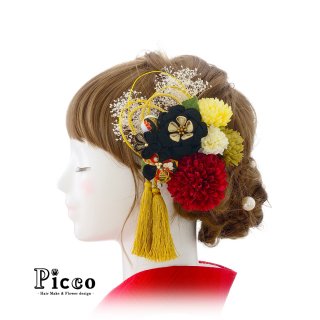kmk-T054 ｜組紐飾りとつまみ小花の和装髪飾りセット