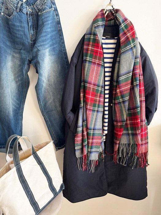 撥水加工のノーカラーロングコート - NANATONE