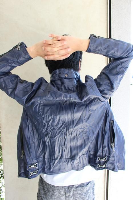 summer sale】フェイクレザーのシワ加工ブルゾン(MEN'S) - NANATONE