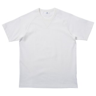 BガゼットラグランTシャツ-白【日本製・国産】/厚手/30双糸コーマ度詰