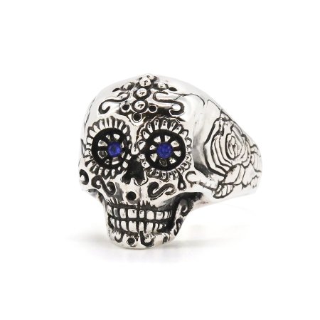 <img class='new_mark_img1' src='https://img.shop-pro.jp/img/new/icons55.gif' style='border:none;display:inline;margin:0px;padding:0px;width:auto;' />Es/Mexican Skull Ring w/Sapphire