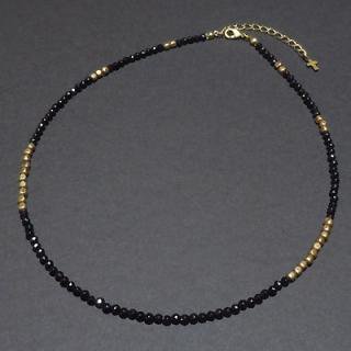 Es/Onyx Brass Beads Necklace w/Cross charm 4045cm