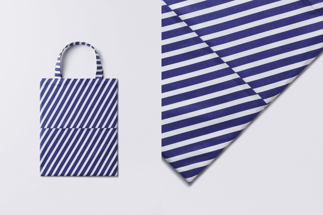 A3 bi-color tote bag < cotton > stripe (navy-white)
