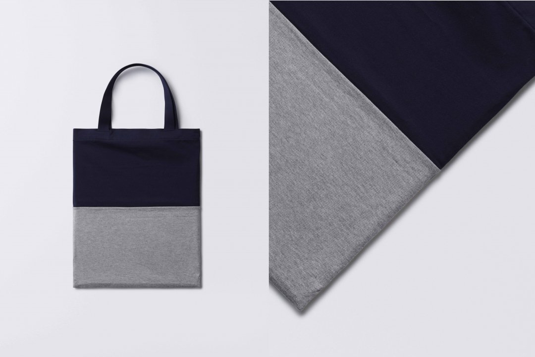 A3 bi-color tote bag < cotton jersey > navy-gray