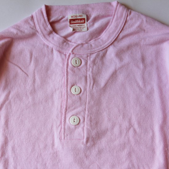 Healthknit/ヘンリーネック 長袖Ｔシャツ 906L（pink） - HELLO, FINE