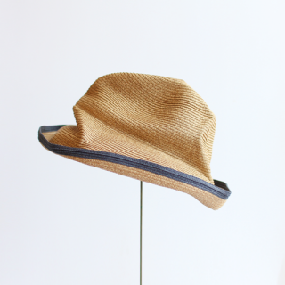 mature ha./BOXED HAT 11cm brim switch color line edgemix browncharcoal