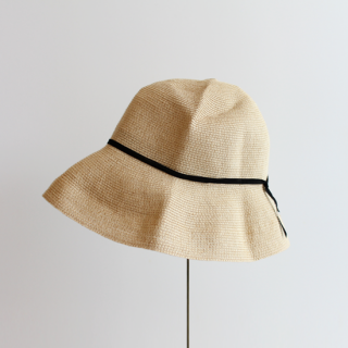 mature ha./paper braid light hat wide（natural×black）