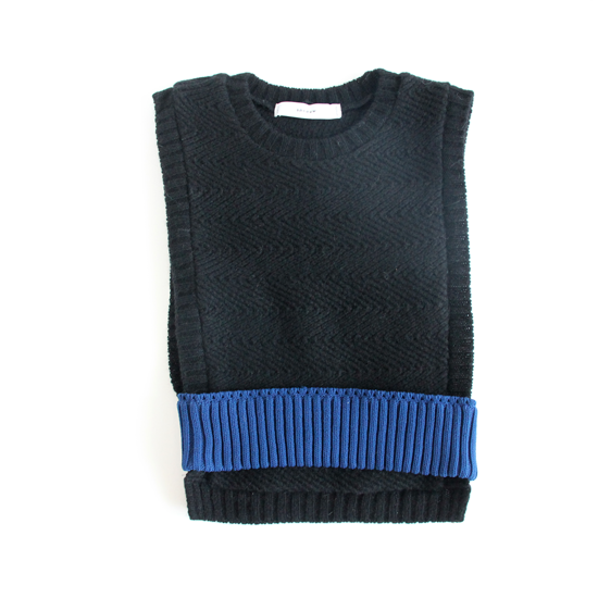 sneeuw/ニットベルテッドベスト(black×blue)【price down】 - HELLO, FINE DAY! | ハローファインデー