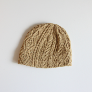 mature ha./slant cutting knit cap aran3 lamblight camel