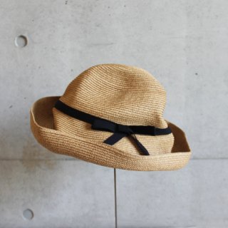 mature ha./BOXED HAT 11cm brim grosgrain ribbonmix brownblack