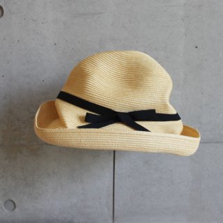 mature ha./BOXED HAT 11cm brim grosgrain ribbonnaturalblack