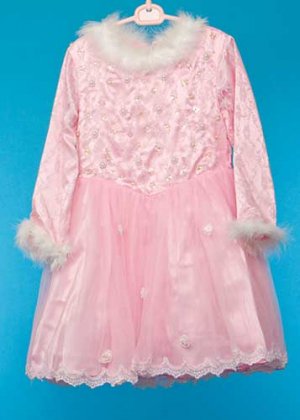 G130-7子供ドレスレンタル(身長130前後)  ピンク 長袖マラボー
