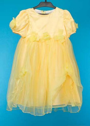 G130-18子供ドレスレンタル(身長130cm前後) 黄色 オーガン バラ