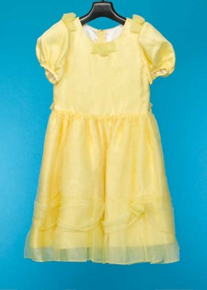 G130-20子供ドレスレンタル(身長130前後) 黄色 肩にバラ