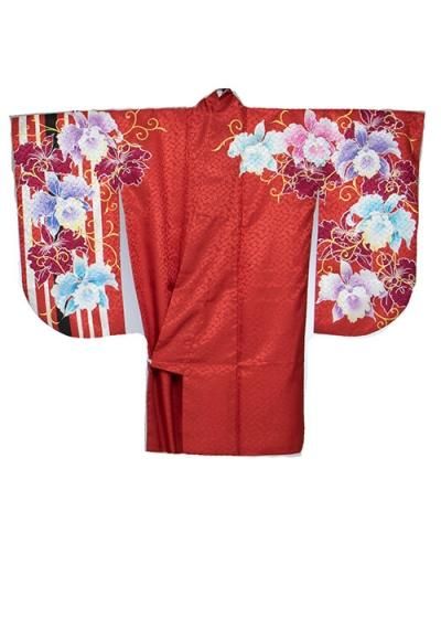 S652小振袖レンタル 裄69-71(ヒップ71-102)赤系 カトレア 片袖