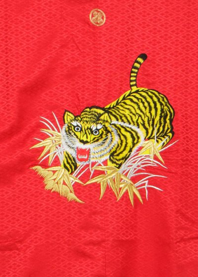 MP79-45◆トール◆ワイド紋付レンタル 裄79(身長185胴回り82-112）日本製 赤 虎の刺繍 