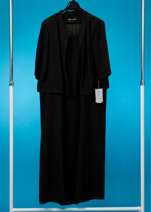 27号7Lゲストドレス(ボレロ風)  ウエスト104cm　黒 半袖 透かし模様    HD27-6  新品未使用