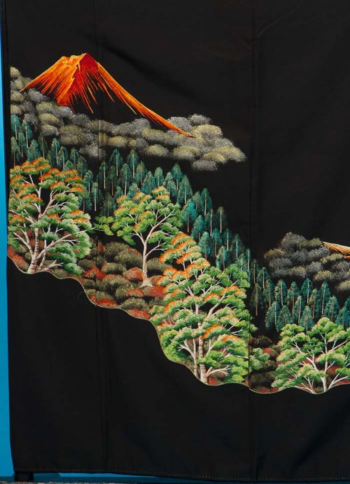 TP91留袖レンタル 裄67-69身長143-163ヒップ76-101) 赤富士  刺繍 