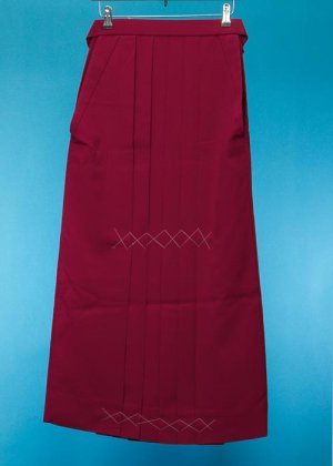 HA95-15女袴レンタル  (身長160-165普通巾)  濃い赤 無地