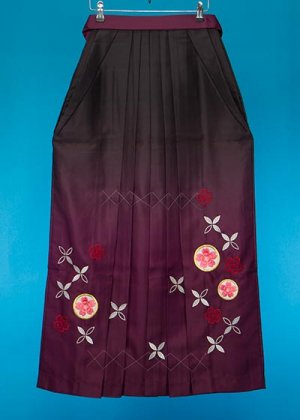HA98-18トール女袴レンタル (身長163-168普通巾) 紫黒ぼかし 桜 [スザンヌ]