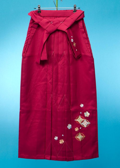 HA99-40トール女袴レンタル（身長165-170cm 普通巾) 濃いローズピンク 桜刺繍 【新品未使用】