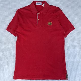VINTAGE BURBERRY<BR>EMBLEM POLO SHIRTS<BR>RED<BR>ヴィンテージバーバリー<BR>エンブレム ポロシャツ<BR>レッド