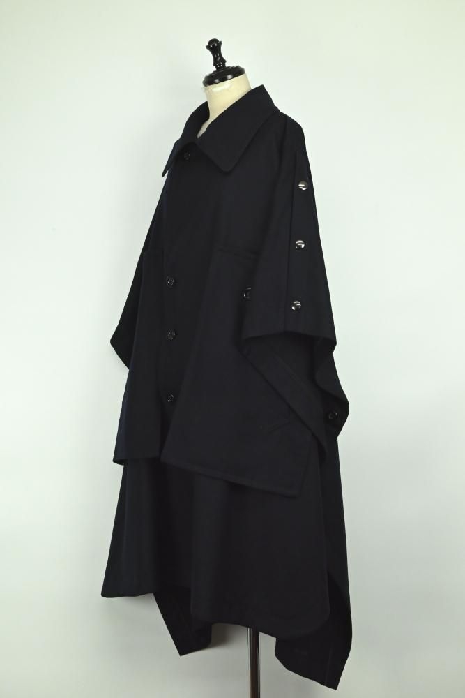 UJOH ウジョーWool Serge オフィサーフレアコート黒★12万円★新品 UJOH ウジョーWool Serge オフィサーフレアコート黒☆12万円☆新品